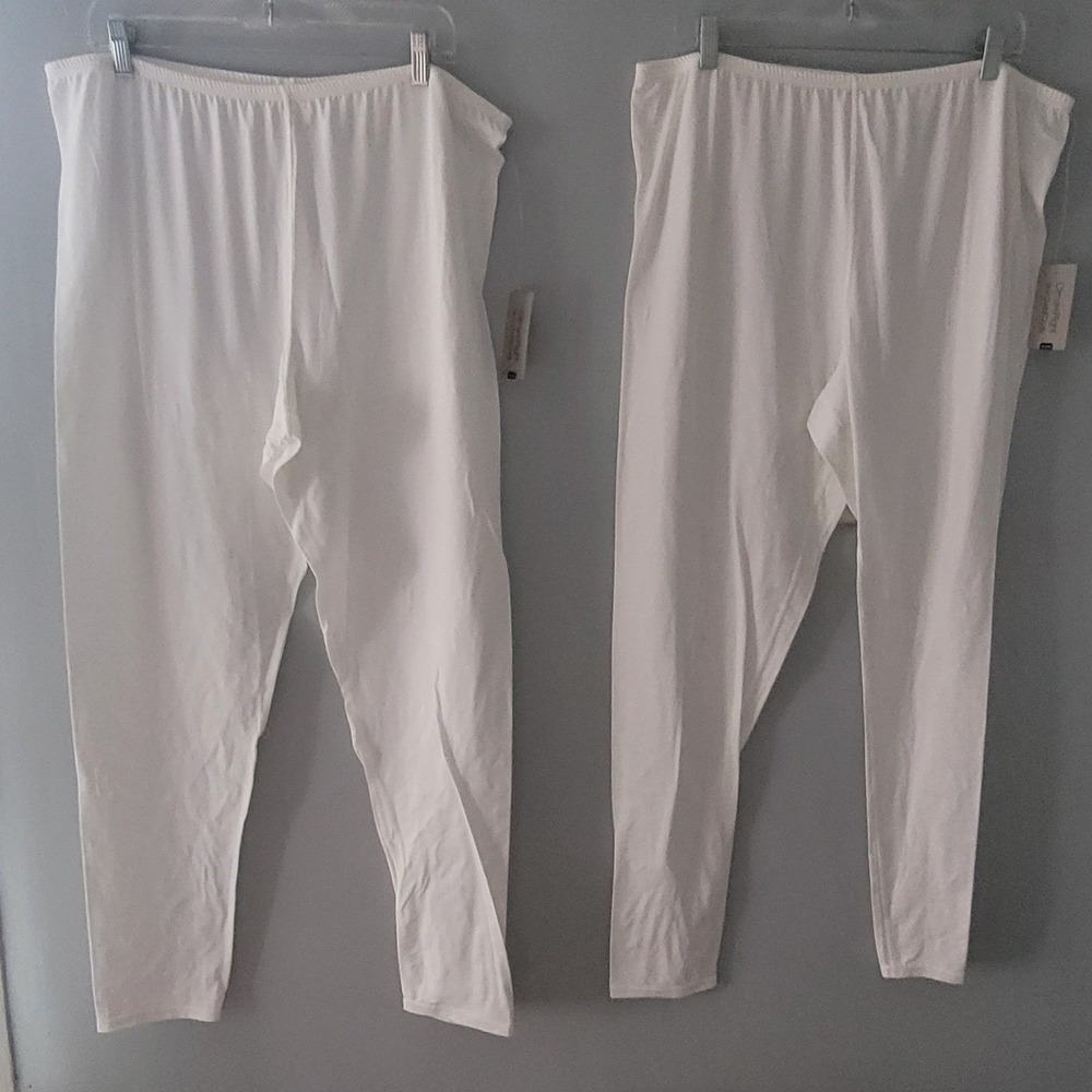 Cuddl Duds Climate Right White Stretch Microfiber‎ Leggings XXL Base Layer NWT